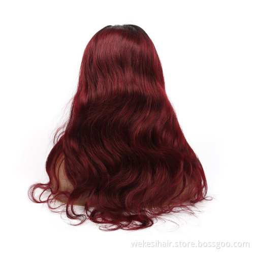 Wholesale Ombre Hair Straight Lace Front Wigs 1b/99j Burgundy and 1b/27 1b/30 Color Blonde Human Hair Lace Front Closure Wig
